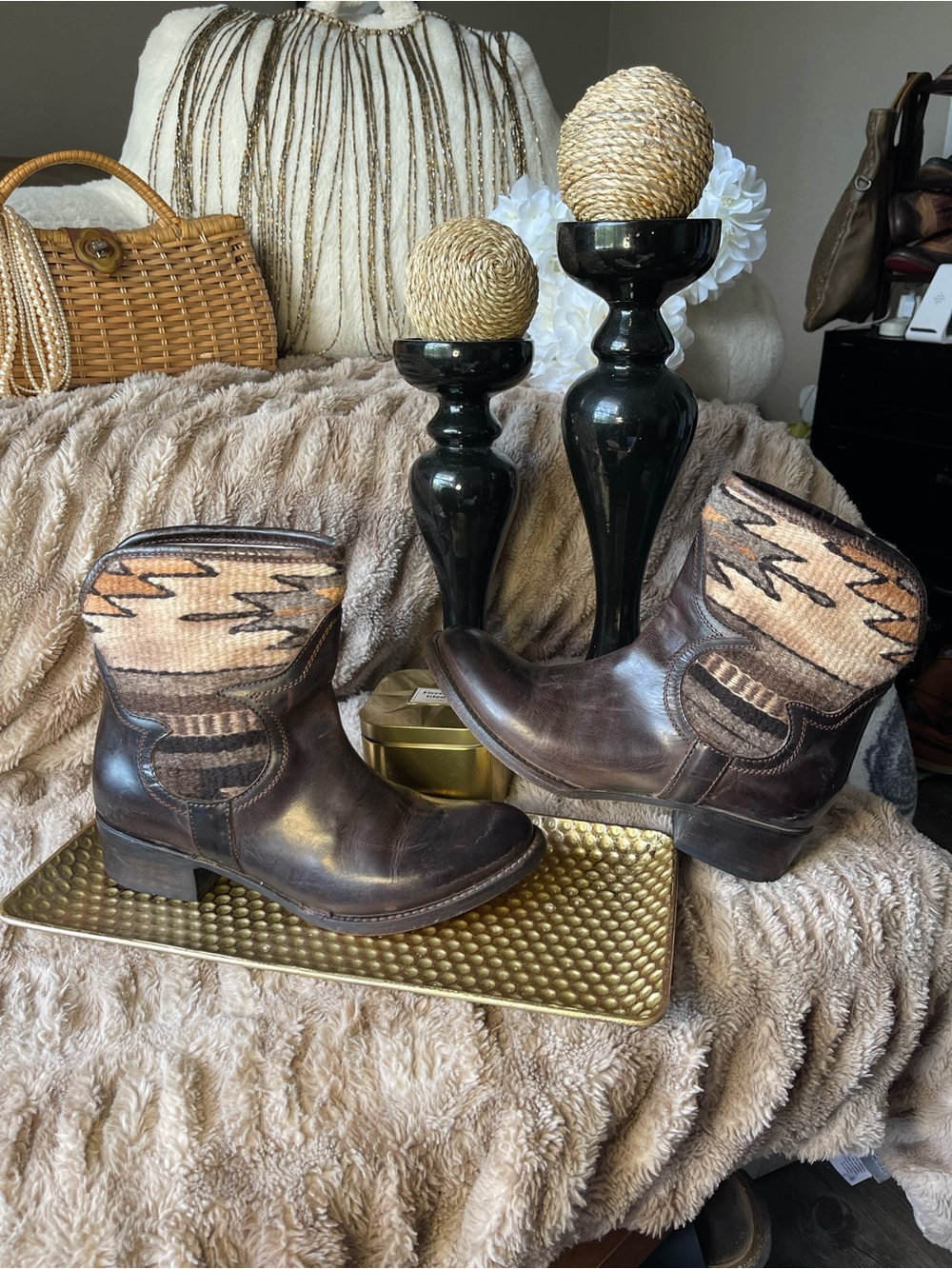 Freebird by Steven “Shine” Aztec Leather Ankle Boots (discontinued and rare)